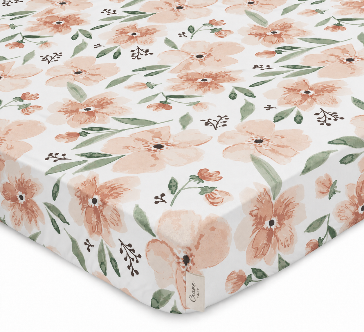 Parker Pink Floral Cotton Fitted Crib Sheet