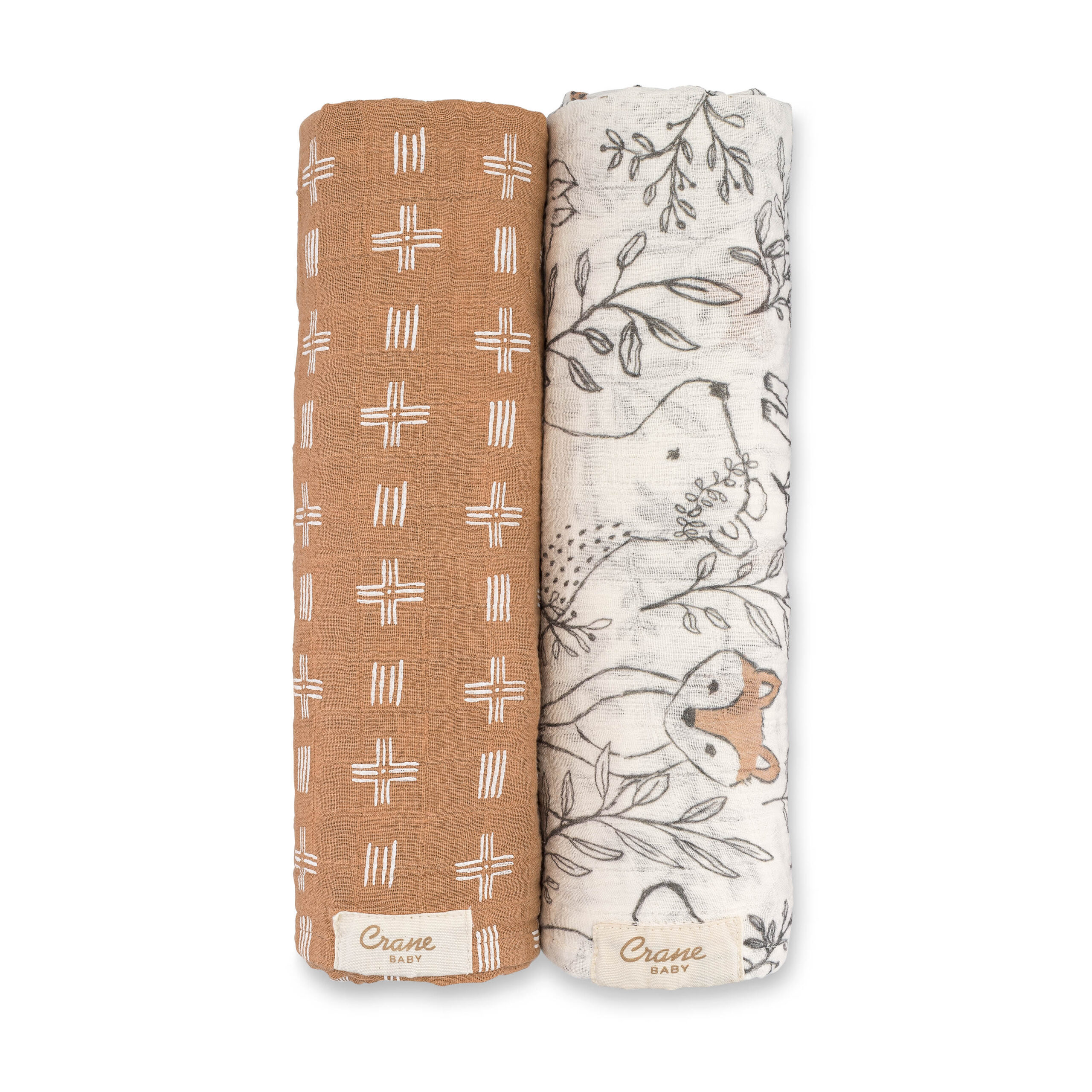 Ezra 2-pc. Woodland Baby Blanket Swaddles | Crane Baby