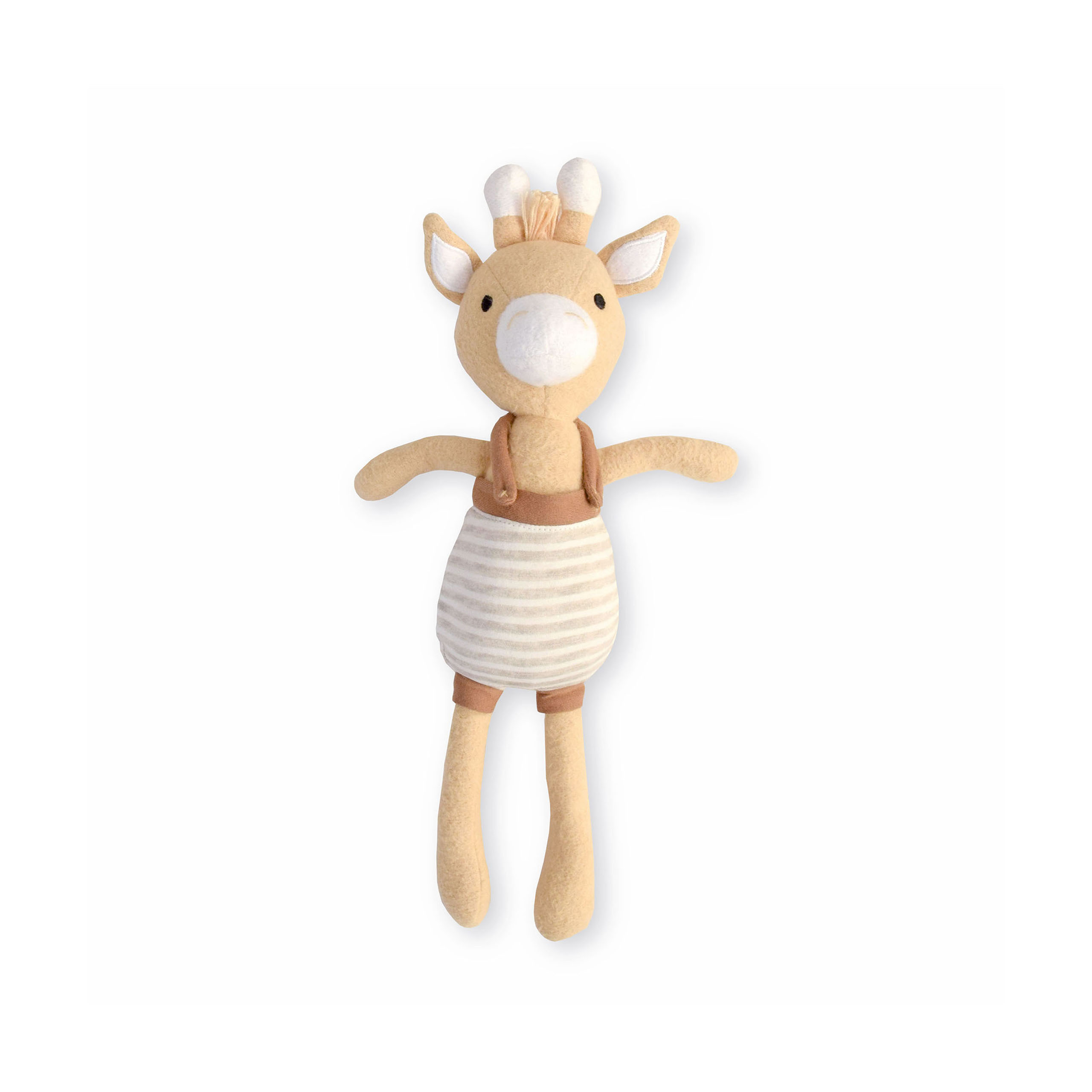 Image of a beige giraffe plush toy on a white background