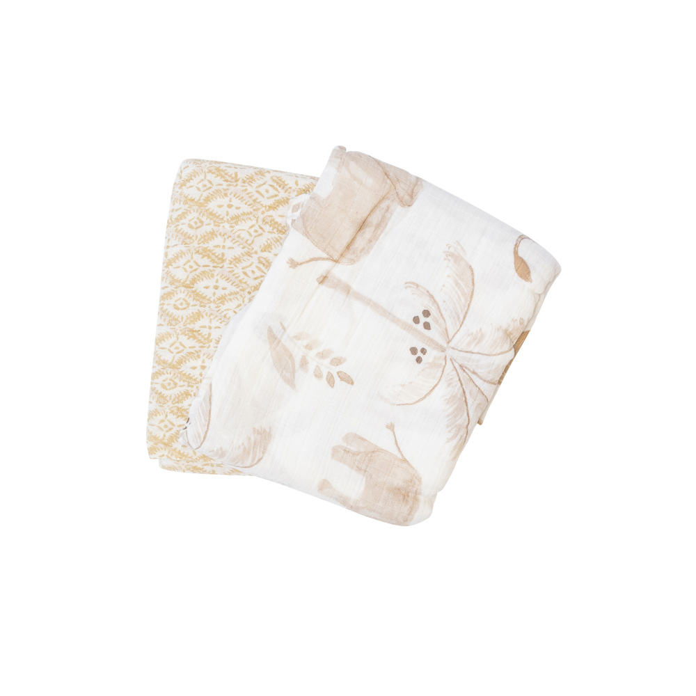 Kendi 2-pc. Swaddle Wraps | Muslin - Crane Baby