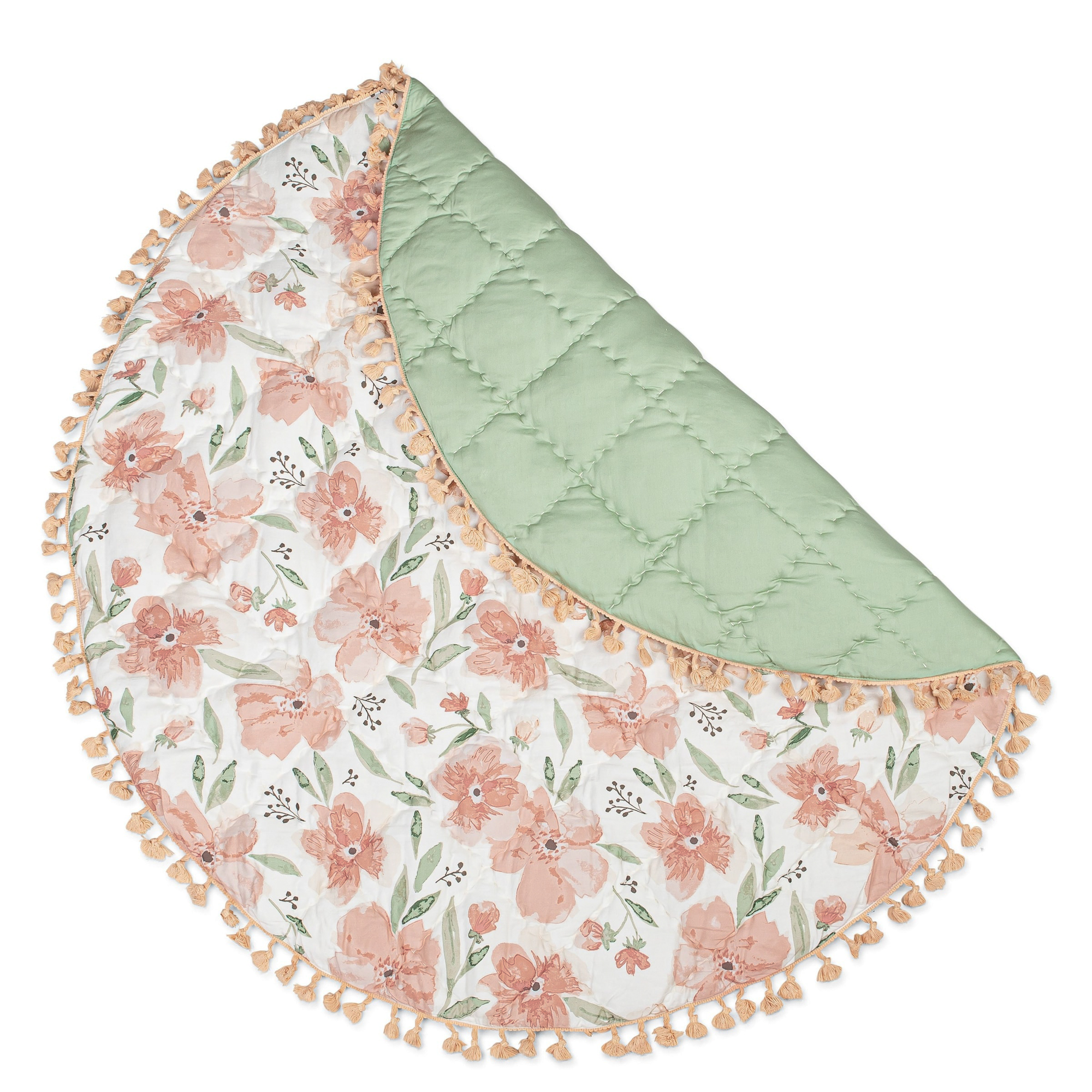 Parker Pink Floral Cotton Quilted Baby Play Mat