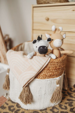 Plush toys in a basket