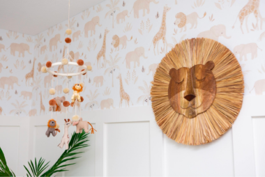 lion wall decor and butterfly cieling hanging