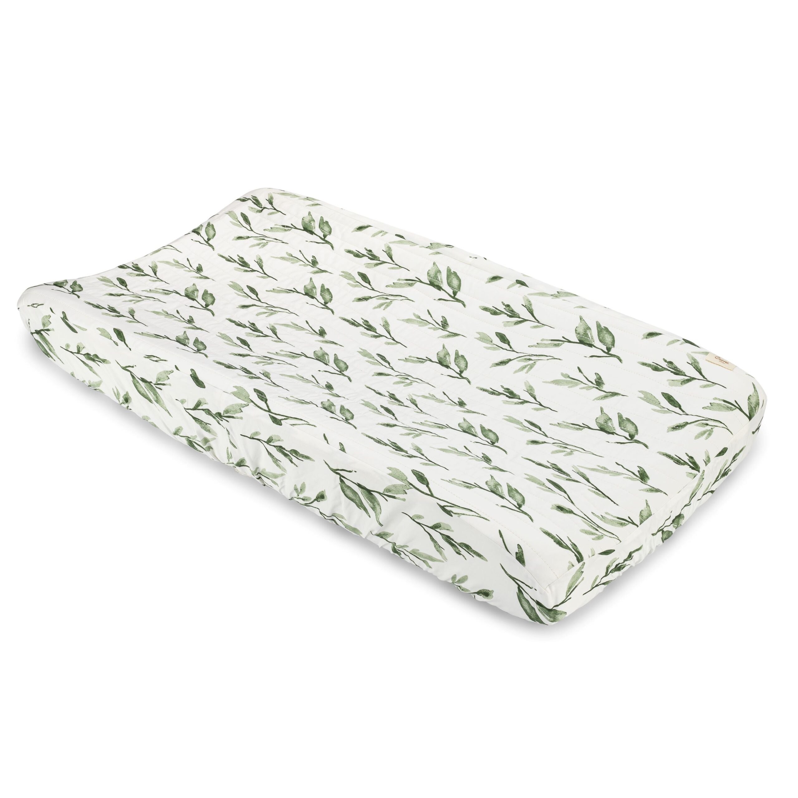 Change pad cover with leaf design on white background