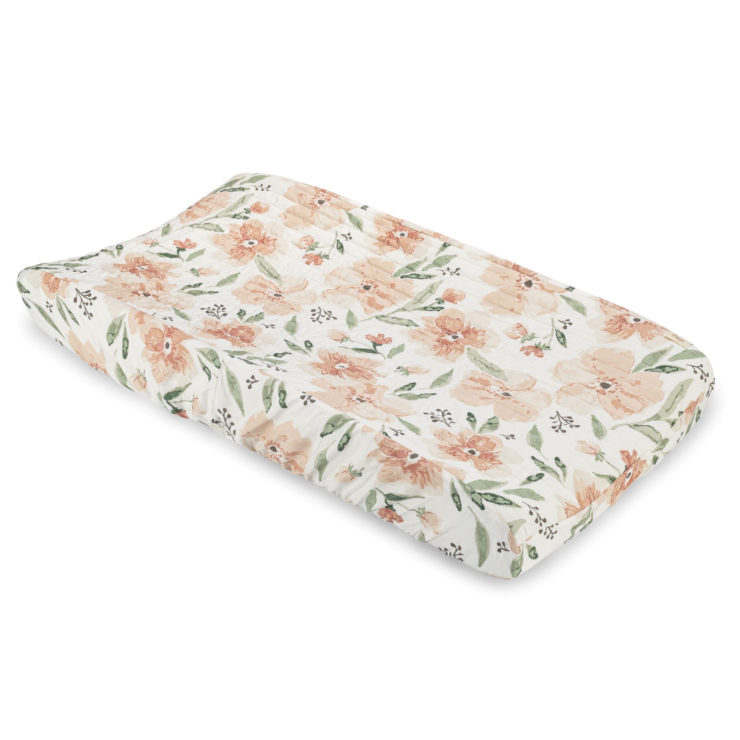 Floral change pad cover on white background