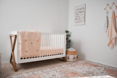 Baby crib in a nursery