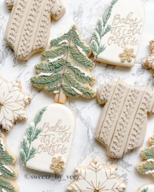 Winter themed baby shower cookies