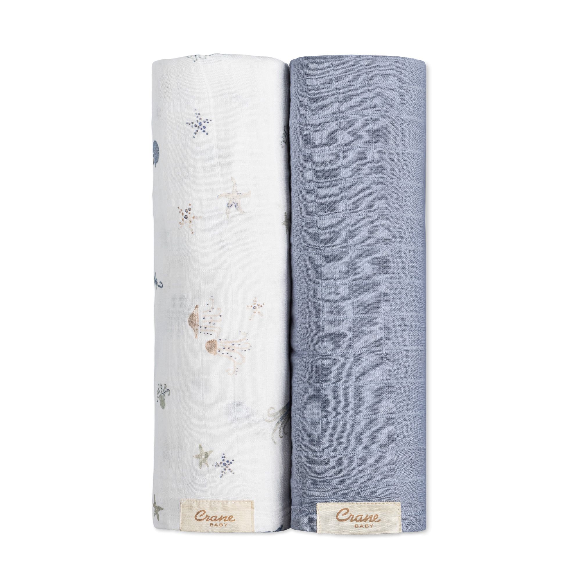 Cove Cotton Muslin Swaddle Blanket Set (Sea, Set of 2)