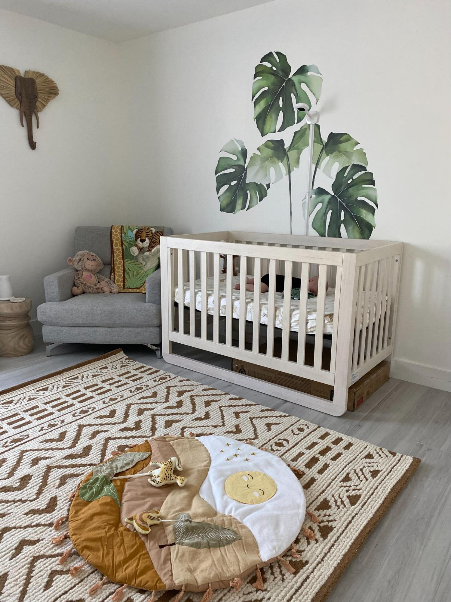 Corner of a safari themed nursery