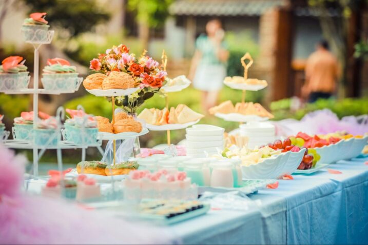 Baby shower desert table outdoors