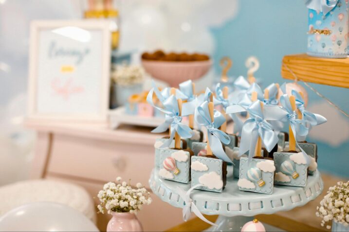 Treats on a tray for a baby shower