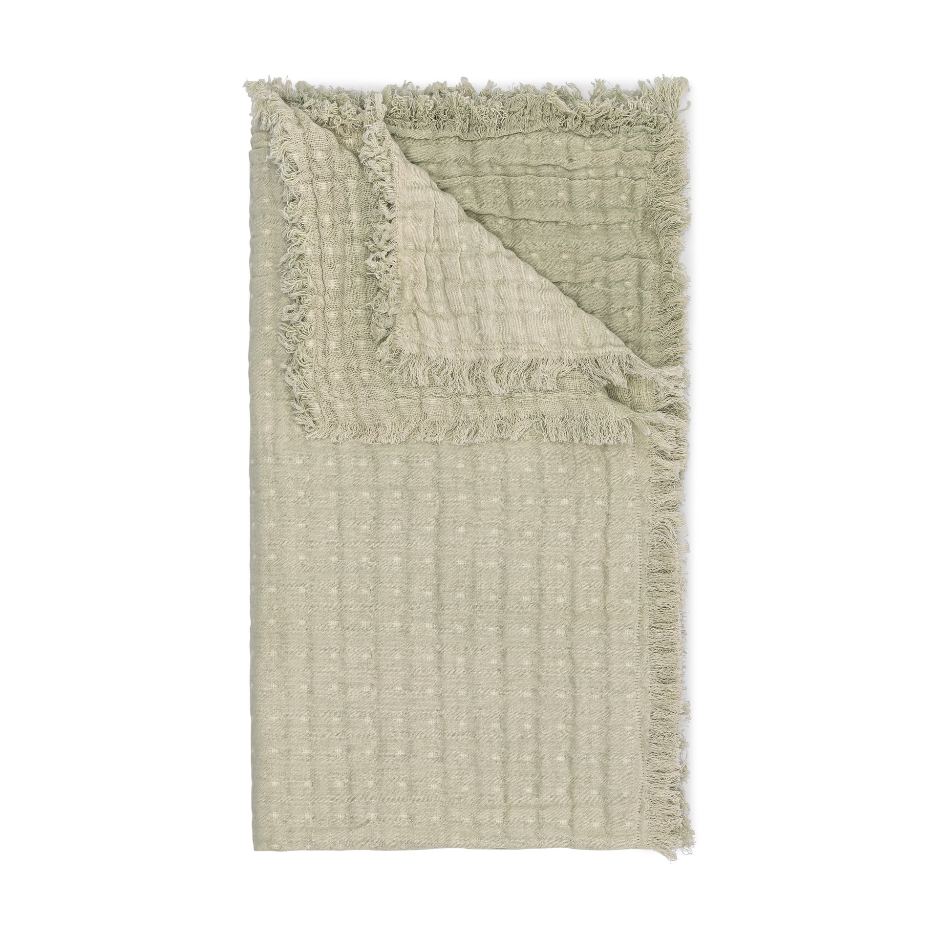 Multi-Layer Sage Green Muslin Baby Blanket