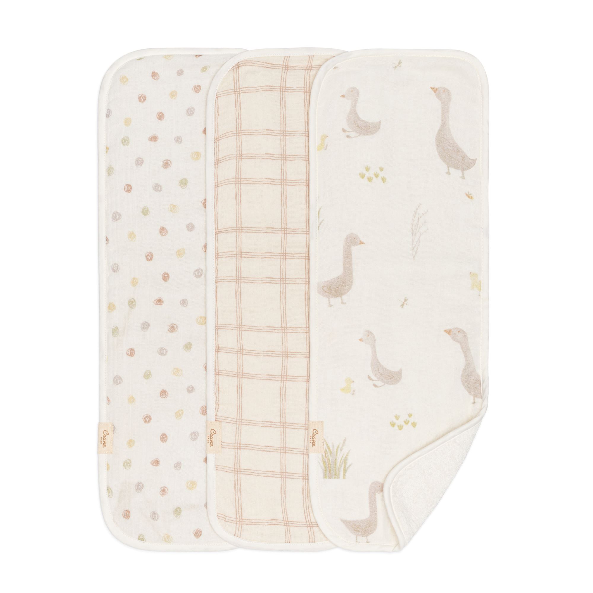 Charlie 3-pc. Farmhouse Goose Newborn Baby Burp Cloth Set