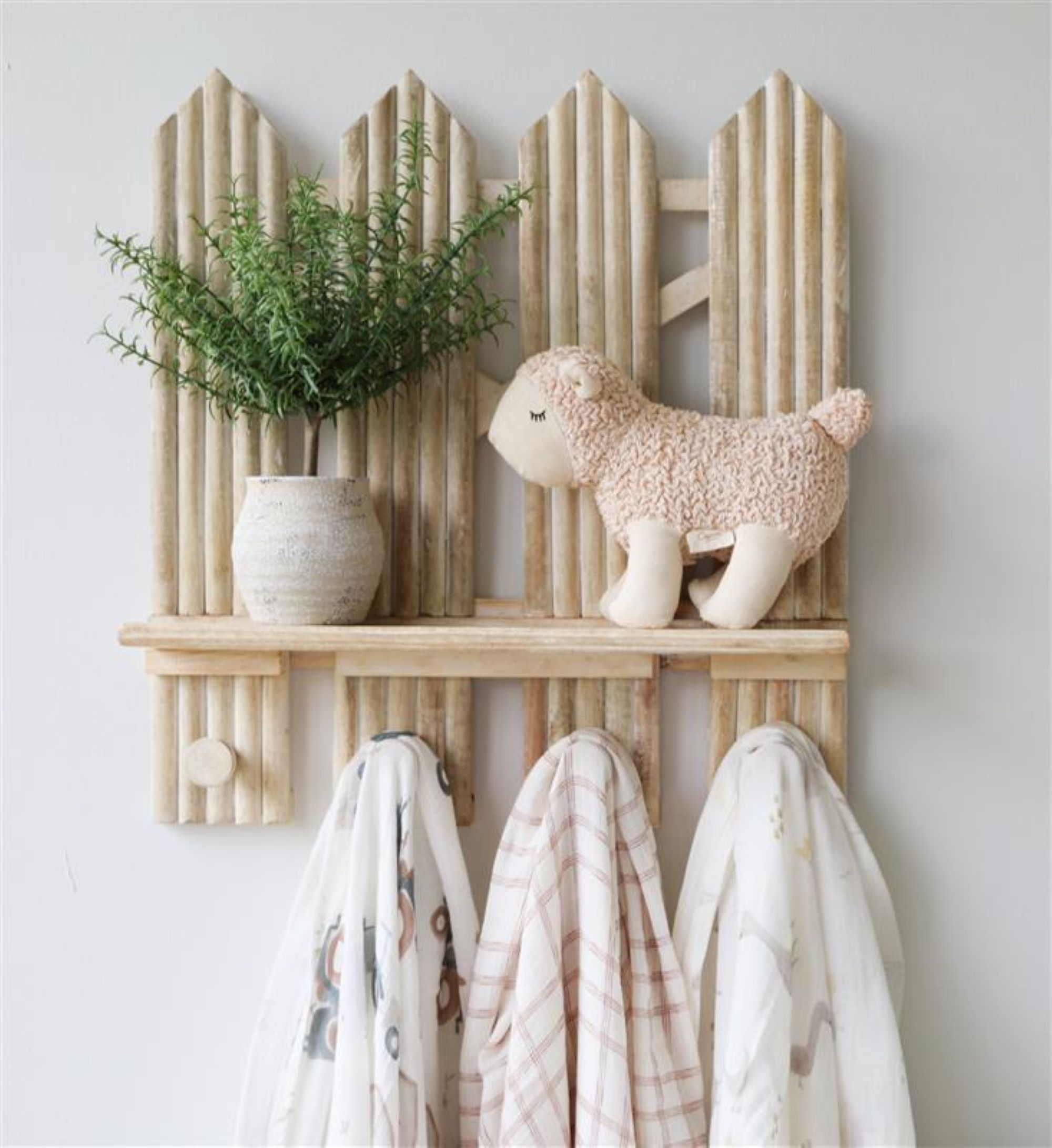 Charlie Farmhouse Wooden Fence Nursery Wall Decor Shelf