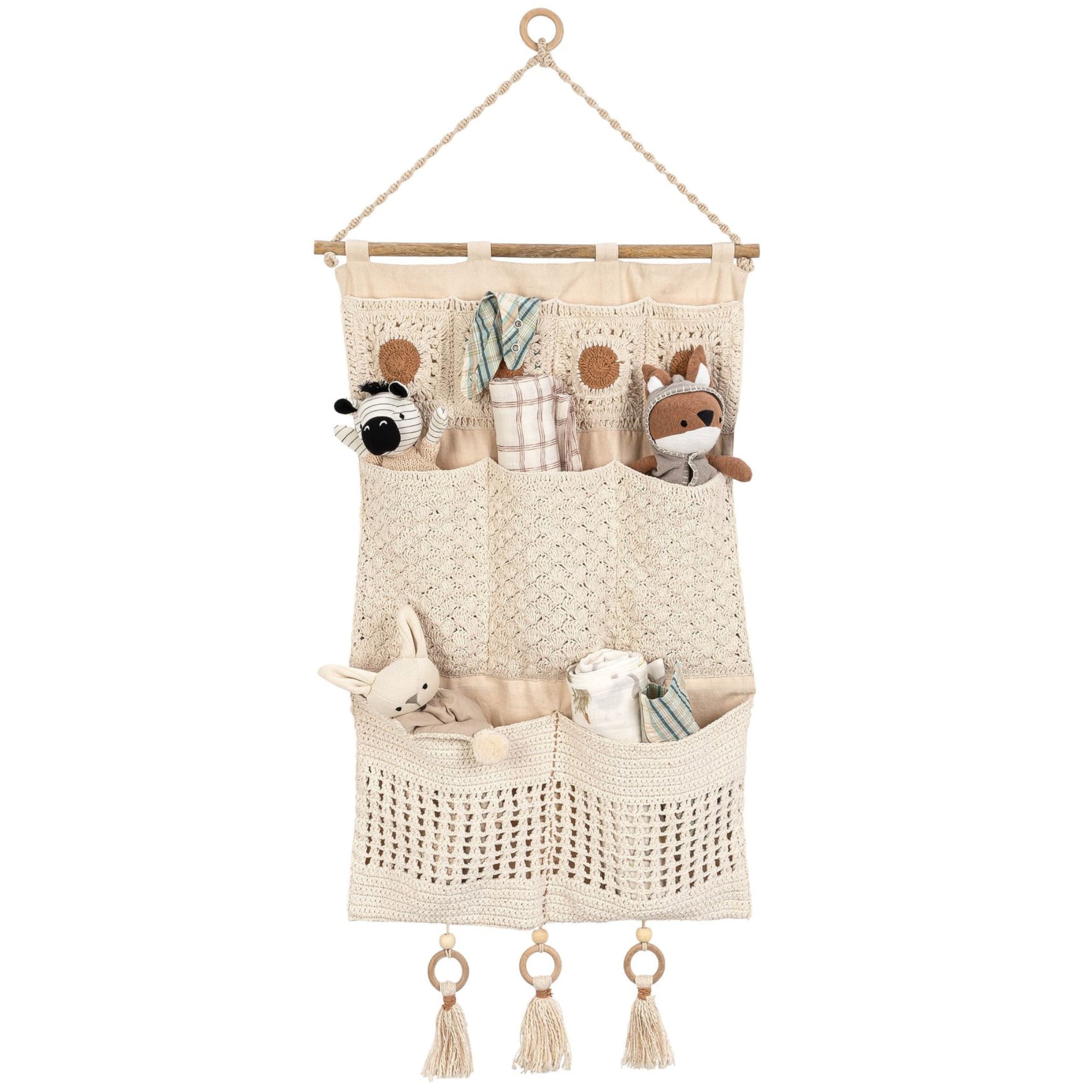 Charlie Farmhouse Wall Storage Organizer with Pockets